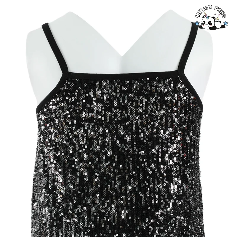 LEZONKIDS - Wholesale High Quality Sparkle Sequin Spaghetti Strap Party Girls Dresses 2-12 Children Clothing